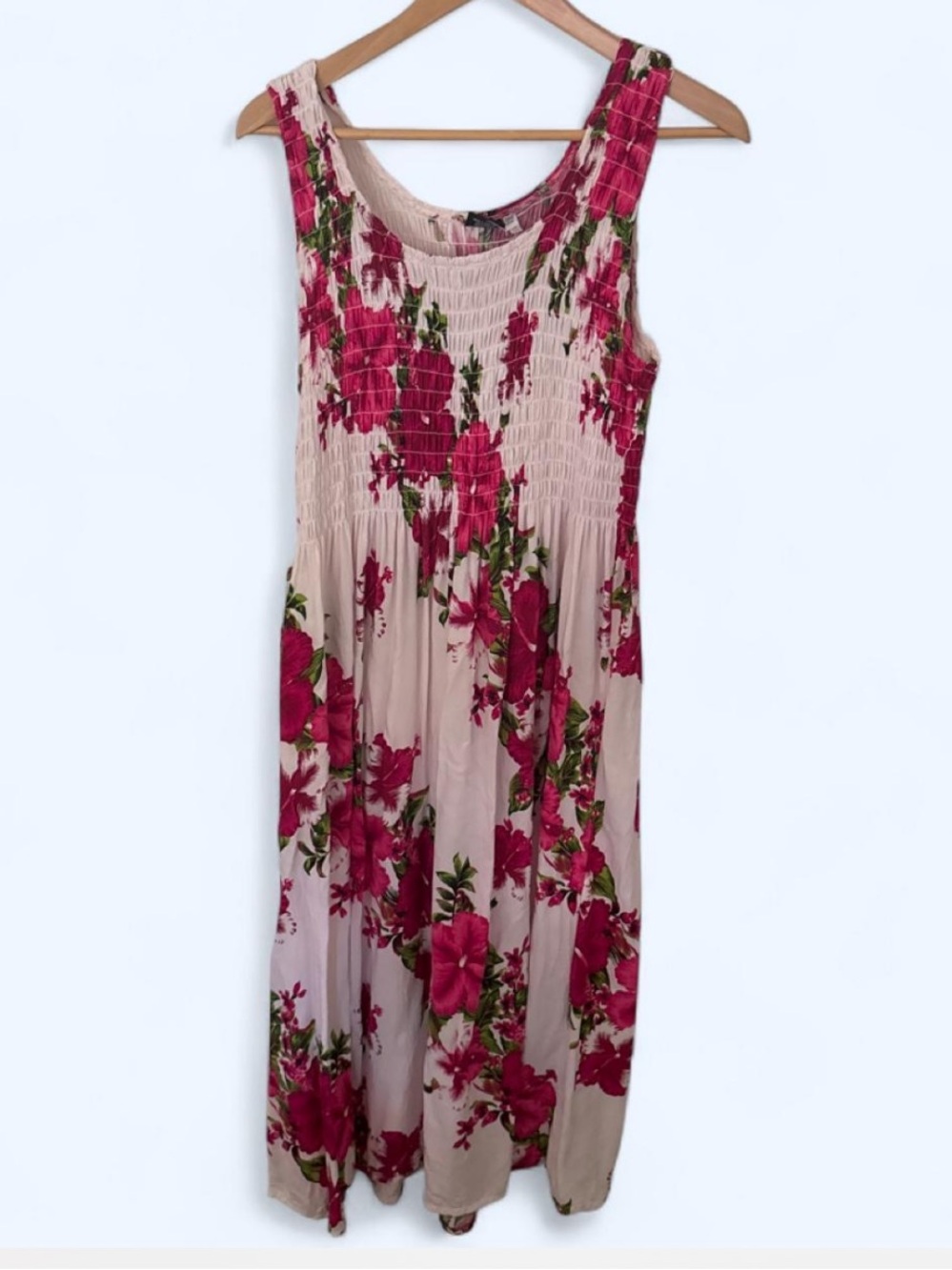 Aloha Fashion Hawaiian Pink Smocked Dress